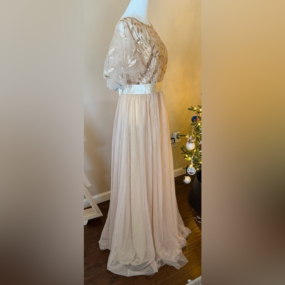 Ever Pretty Cream Dress with Gold Sequins, 16 - Picture 4 of 16